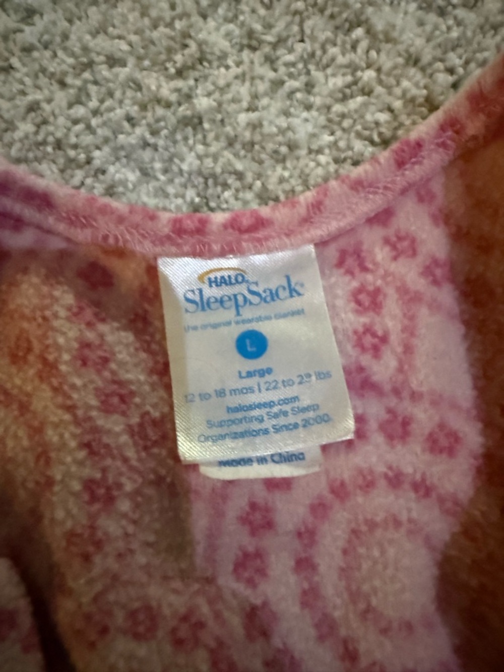 Halo SleepSack Pink Floral Fleece Sleep Sack